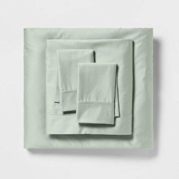Threshold Other - Open Box - Threshold -  400 Thread Count Cotton Satee Moss Green